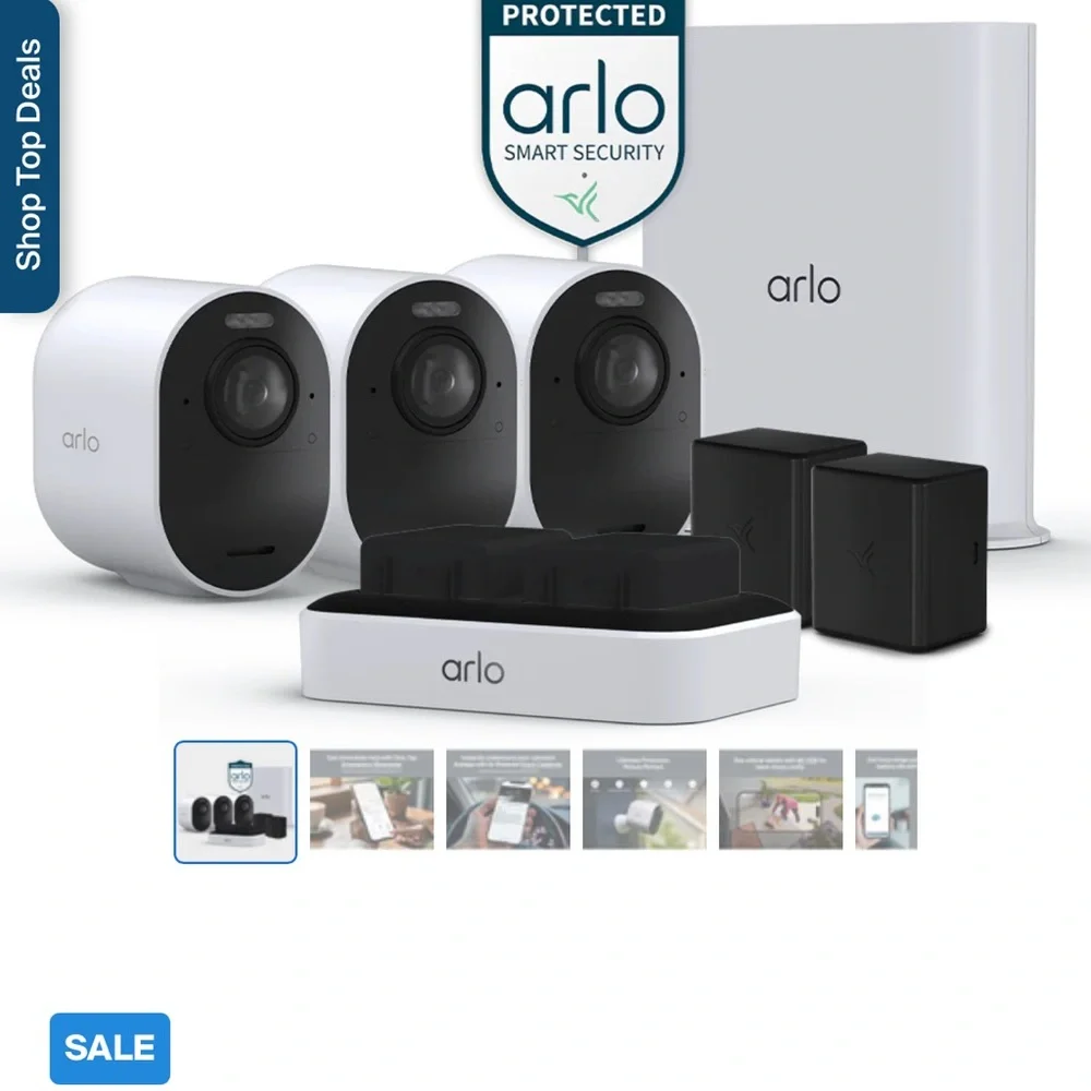 Arlo White Wireless Security Camera System - 3 Pack